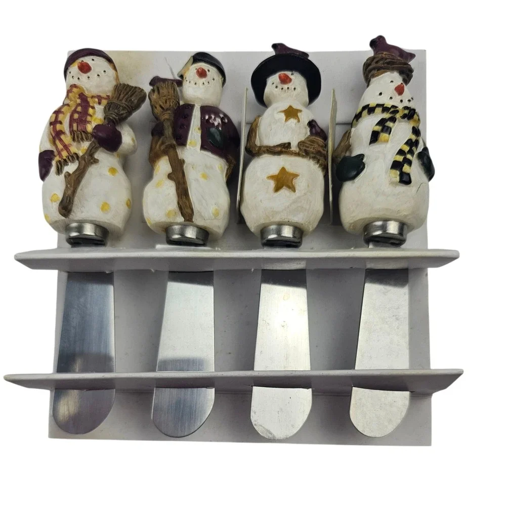 Debbie Mumm Snowman Spreader Knives Set Holiday Winter Cheese Spreaders‎